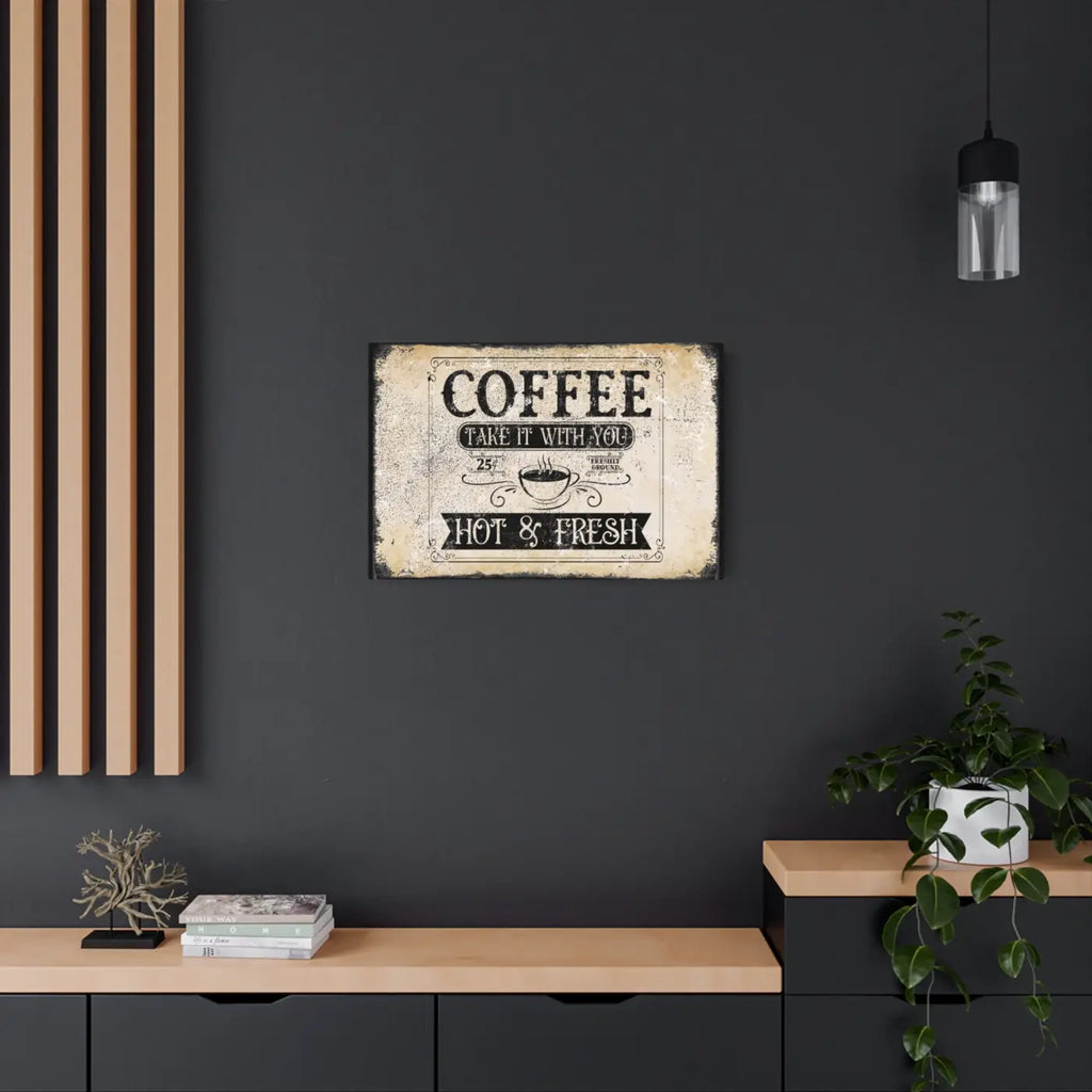Vintage Coffee Metal Art Sign - Premium White Aluminum Matte - DipaliZ