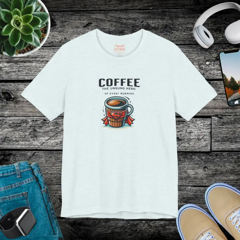 Coffee Hero Jersey Short Sleeve Tee - Unisex Cotton - DipaliZ