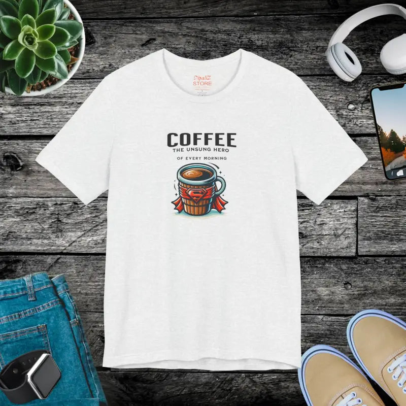 Coffee Hero Jersey Short Sleeve Tee - Unisex Cotton - DipaliZ