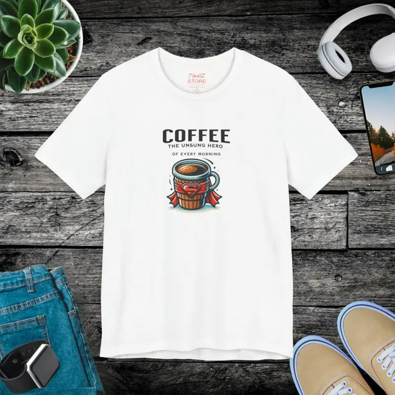 Coffee Hero Jersey Short Sleeve Tee - Unisex Cotton - DipaliZ