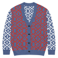Burgundy Blue Patterned Sleeve Cardigan - Color Block Style - DipaliZ