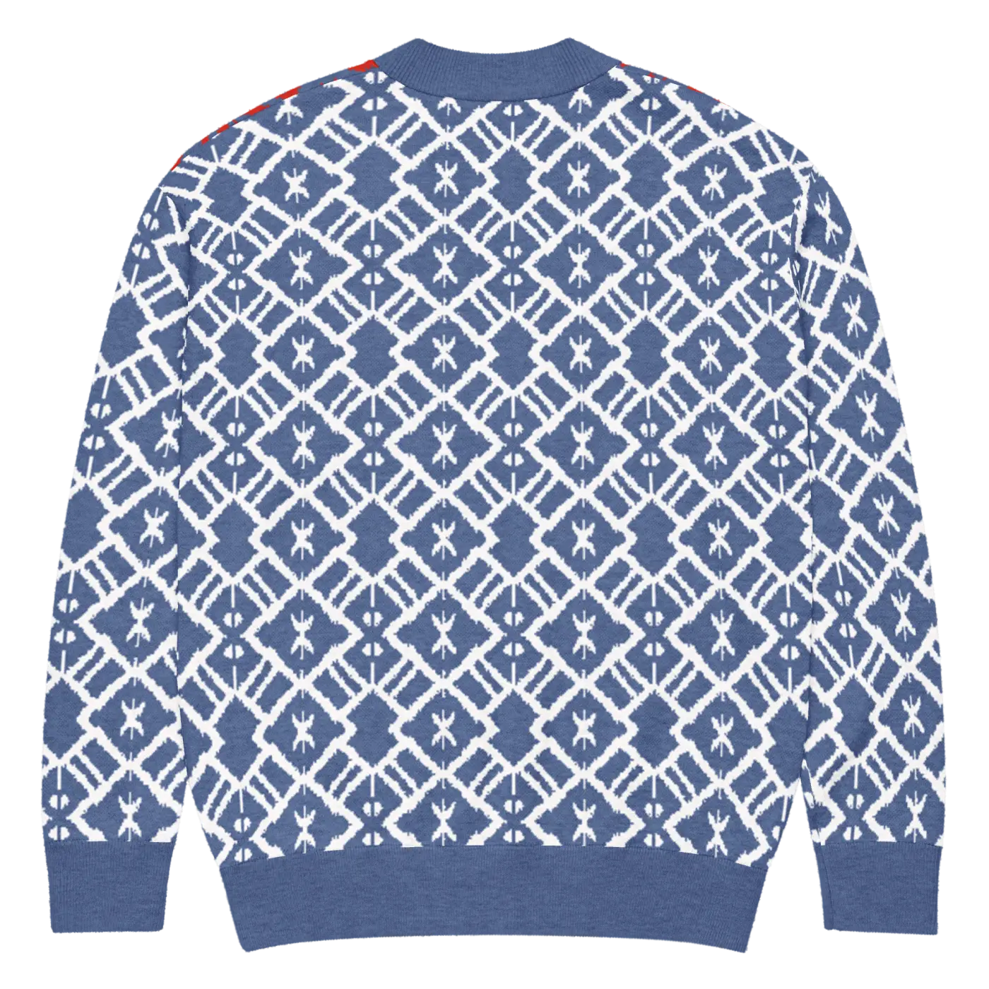 Burgundy Blue Patterned Sleeve Cardigan - Color Block Style - DipaliZ