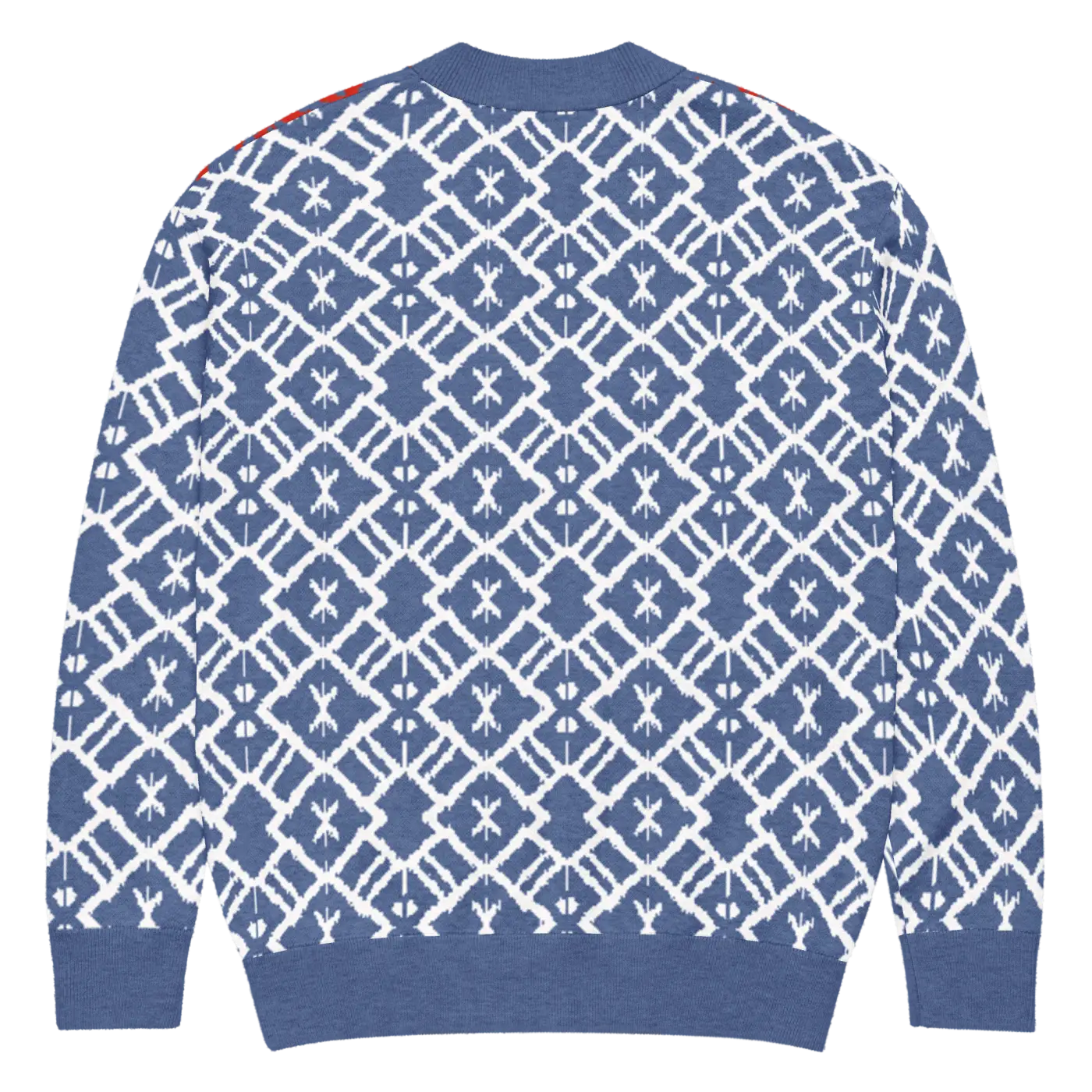 Burgundy Blue Patterned Sleeve Cardigan - Color Block Style - DipaliZ