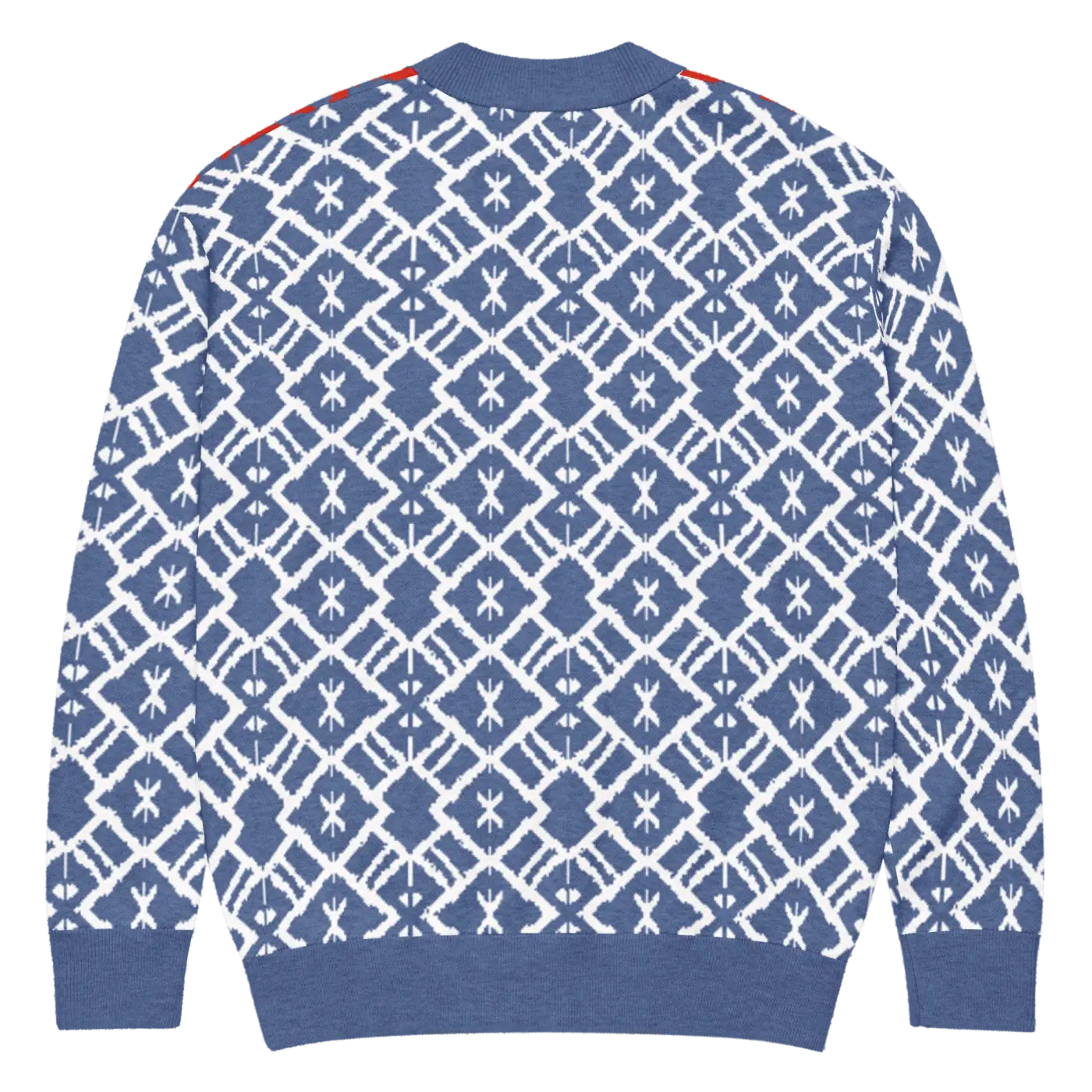 Burgundy Blue Patterned Sleeve Cardigan - Color Block Style - DipaliZ