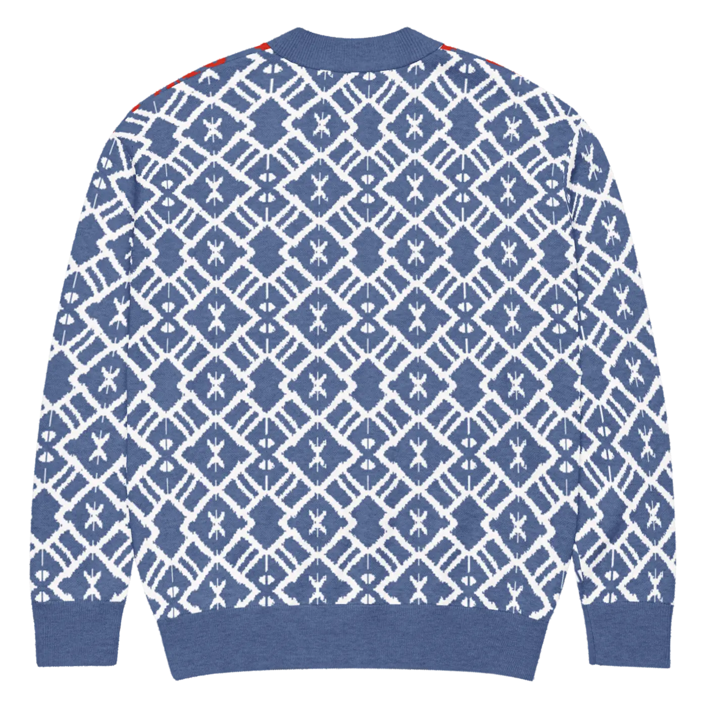 Burgundy Blue Patterned Sleeve Cardigan - Color Block Style - DipaliZ