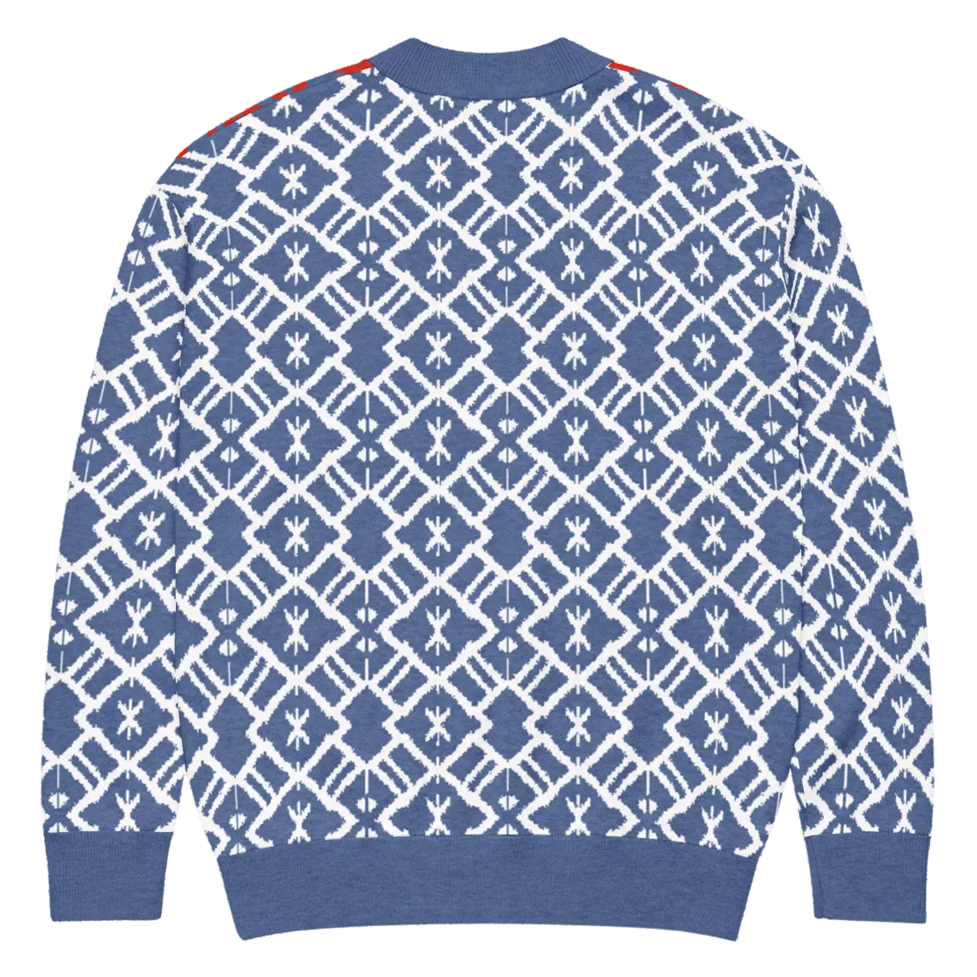 Burgundy Blue Patterned Sleeve Cardigan - Color Block Style - DipaliZ