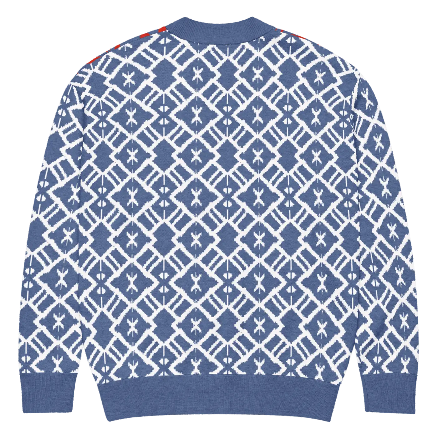 Burgundy Blue Patterned Sleeve Cardigan - Color Block Style - DipaliZ