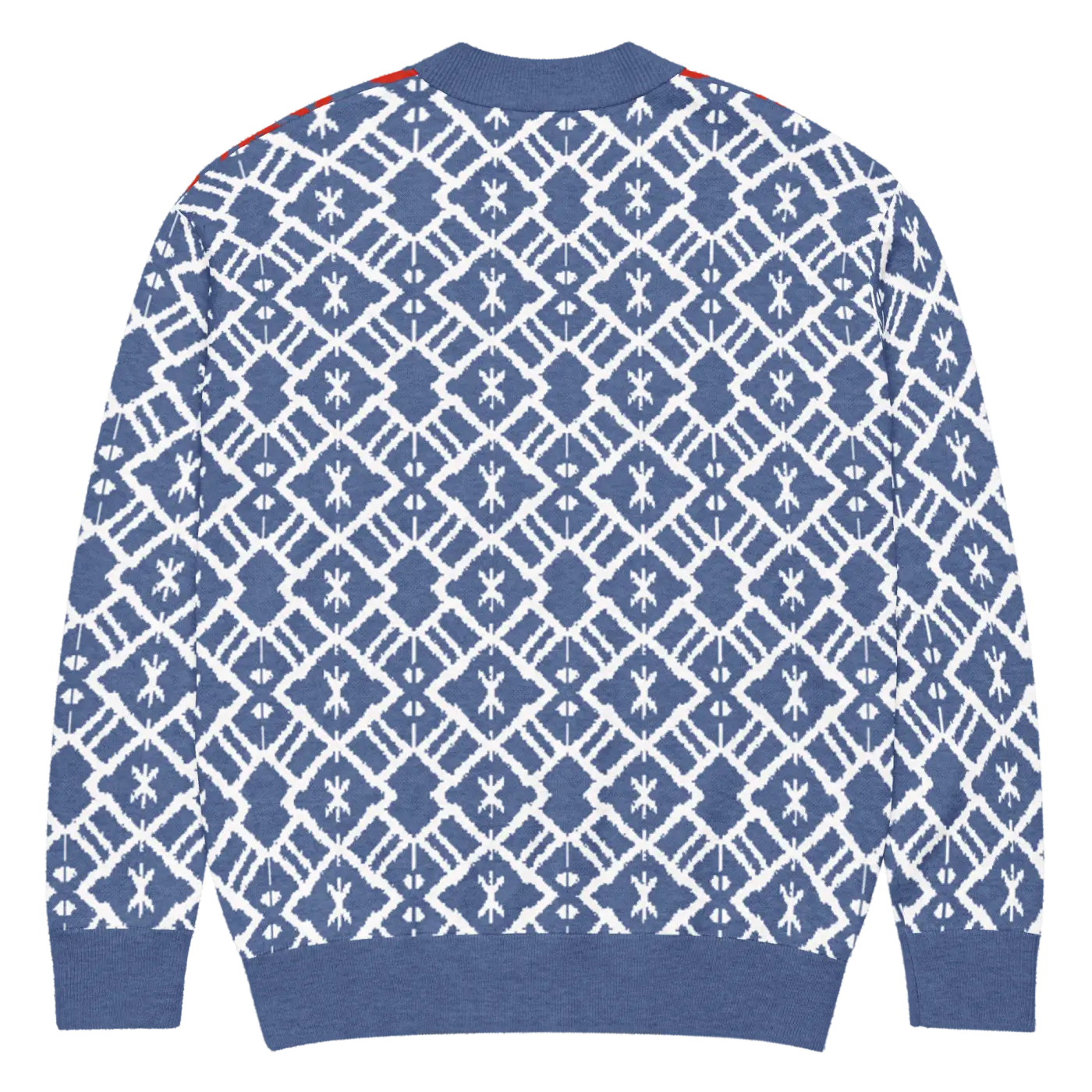 Burgundy Blue Patterned Sleeve Cardigan - Color Block Style - DipaliZ