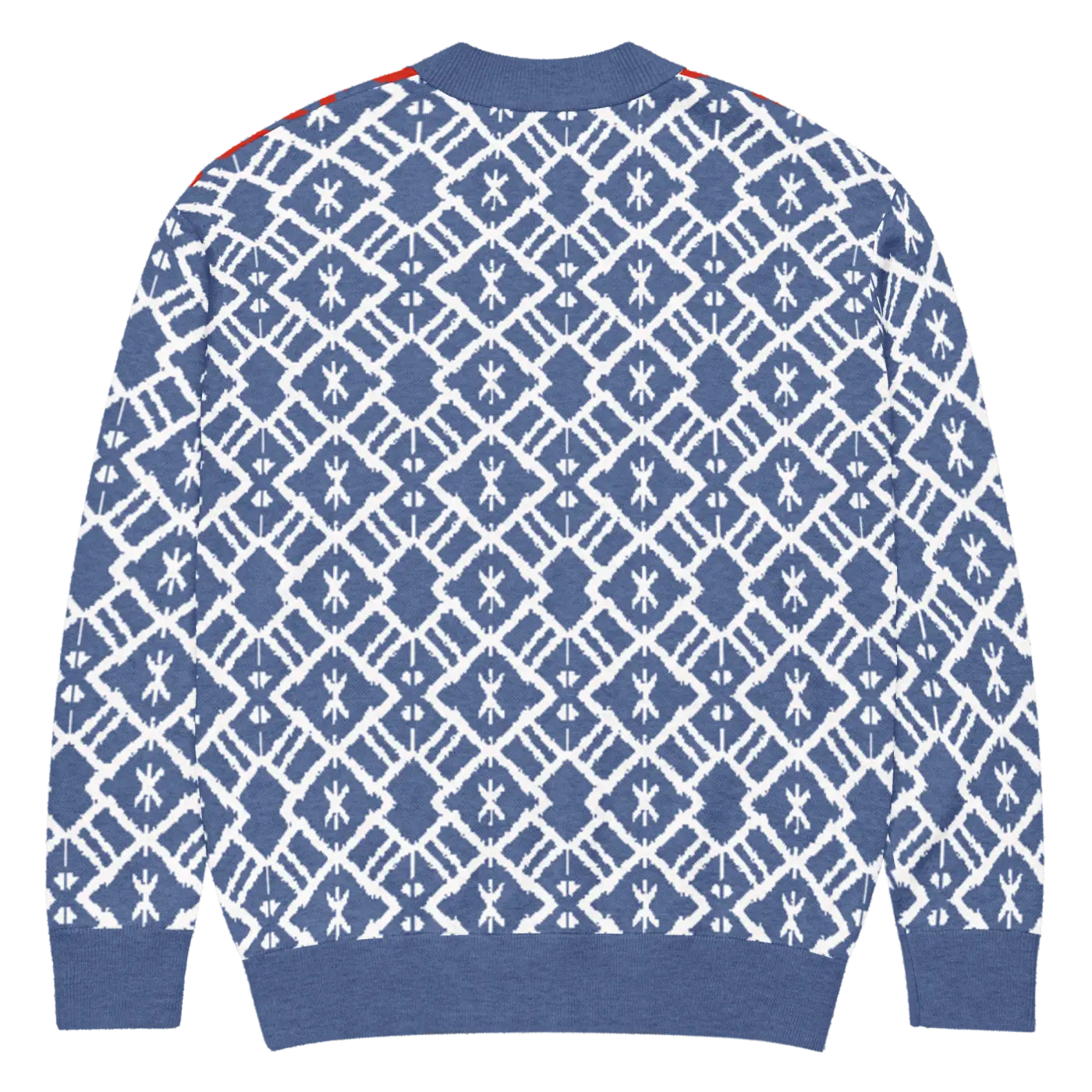 Burgundy Blue Patterned Sleeve Cardigan - Color Block Style - DipaliZ