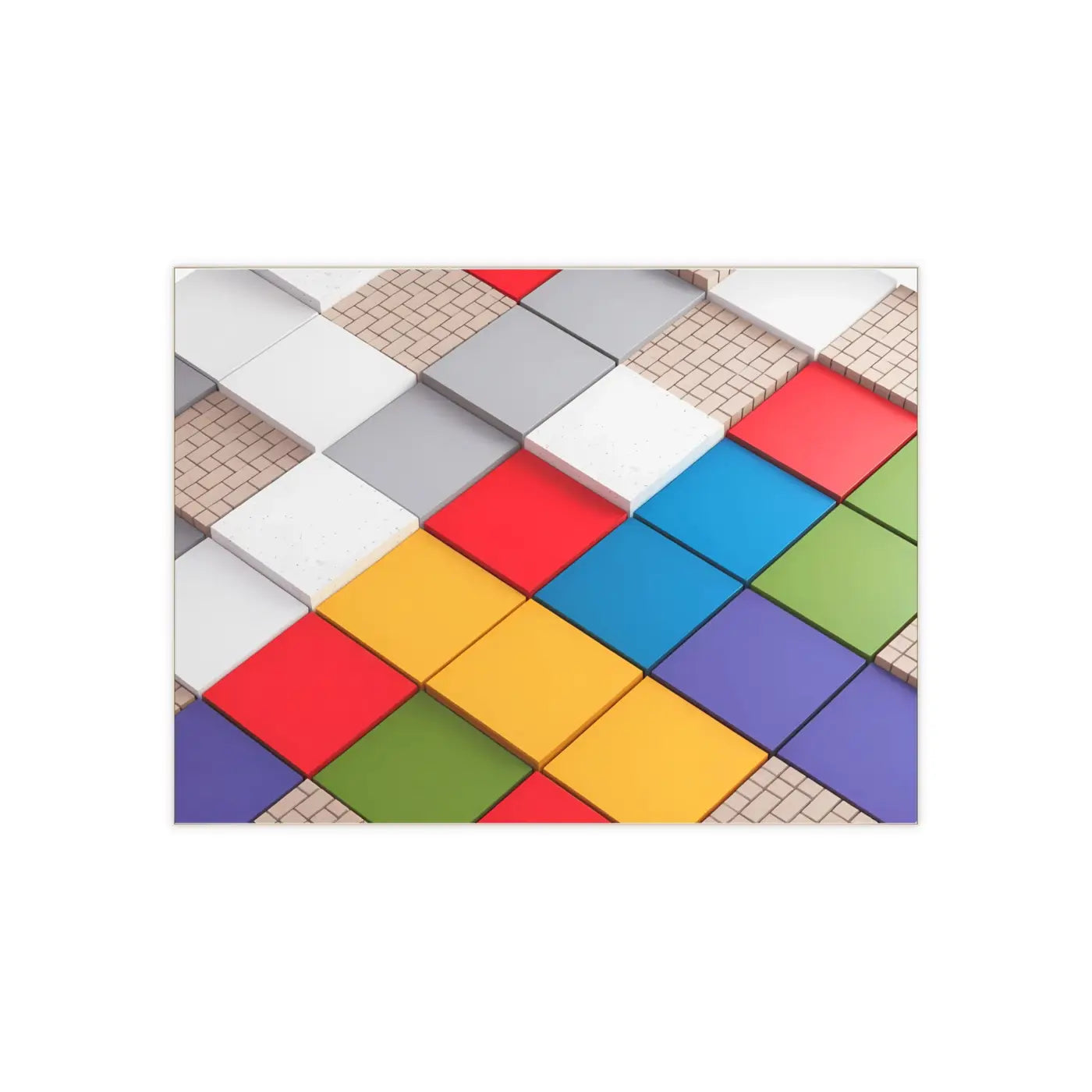 Vibrant Ceramic Photo Tiles - Colored Squares Pattern - DipaliZ