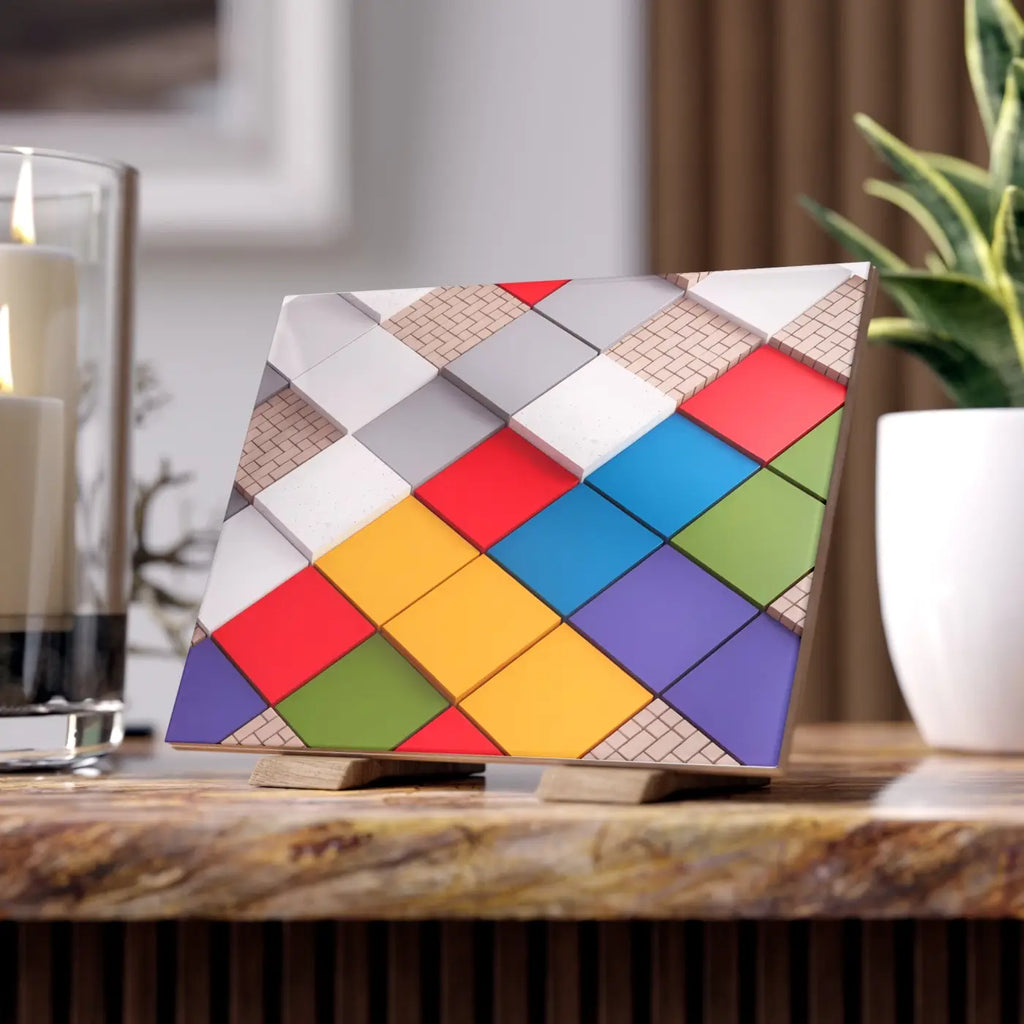 Vibrant Ceramic Photo Tiles - Colored Squares Pattern - DipaliZ
