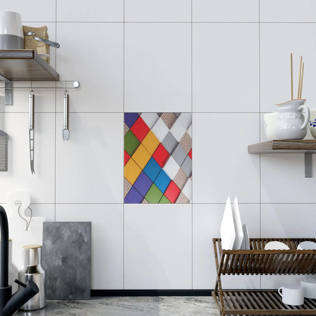 Vibrant Ceramic Photo Tiles - Colored Squares Pattern - DipaliZ