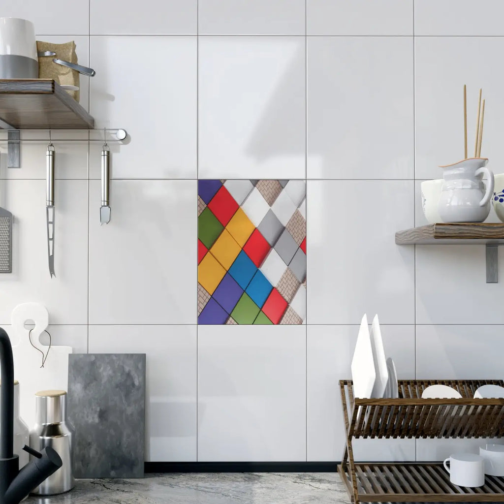 Vibrant Ceramic Photo Tiles - Colored Squares Pattern - DipaliZ