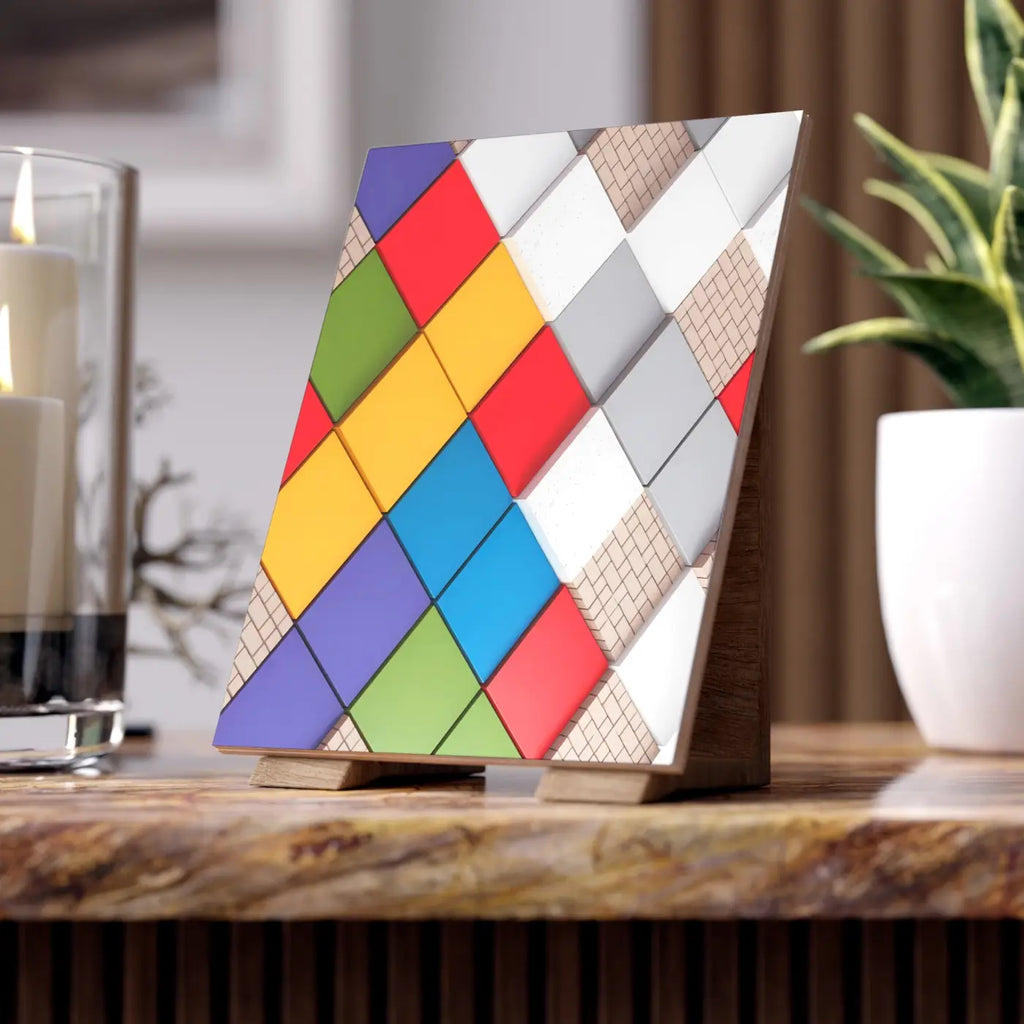 Vibrant Ceramic Photo Tiles - Colored Squares Pattern - DipaliZ