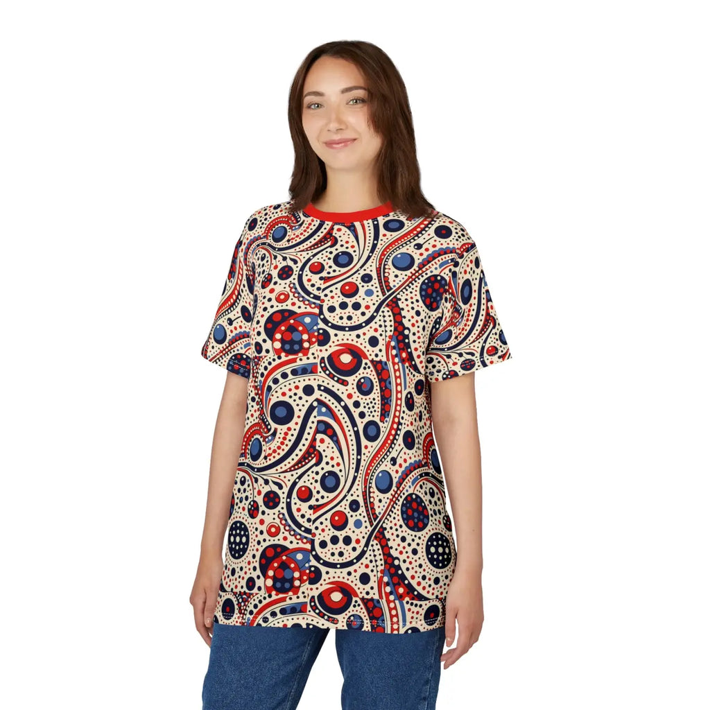 Abstract Pattern Unisex Tee - Colorful Polyester Fabric - DipaliZ