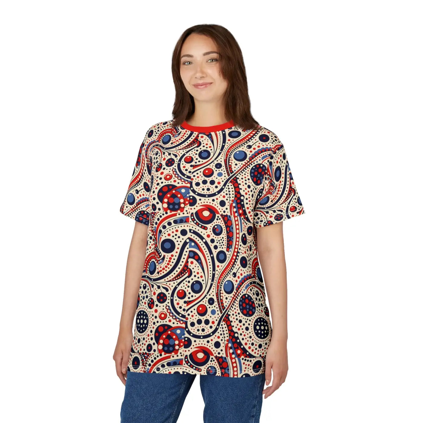 Abstract Pattern Unisex Tee - Colorful Polyester Fabric - DipaliZ