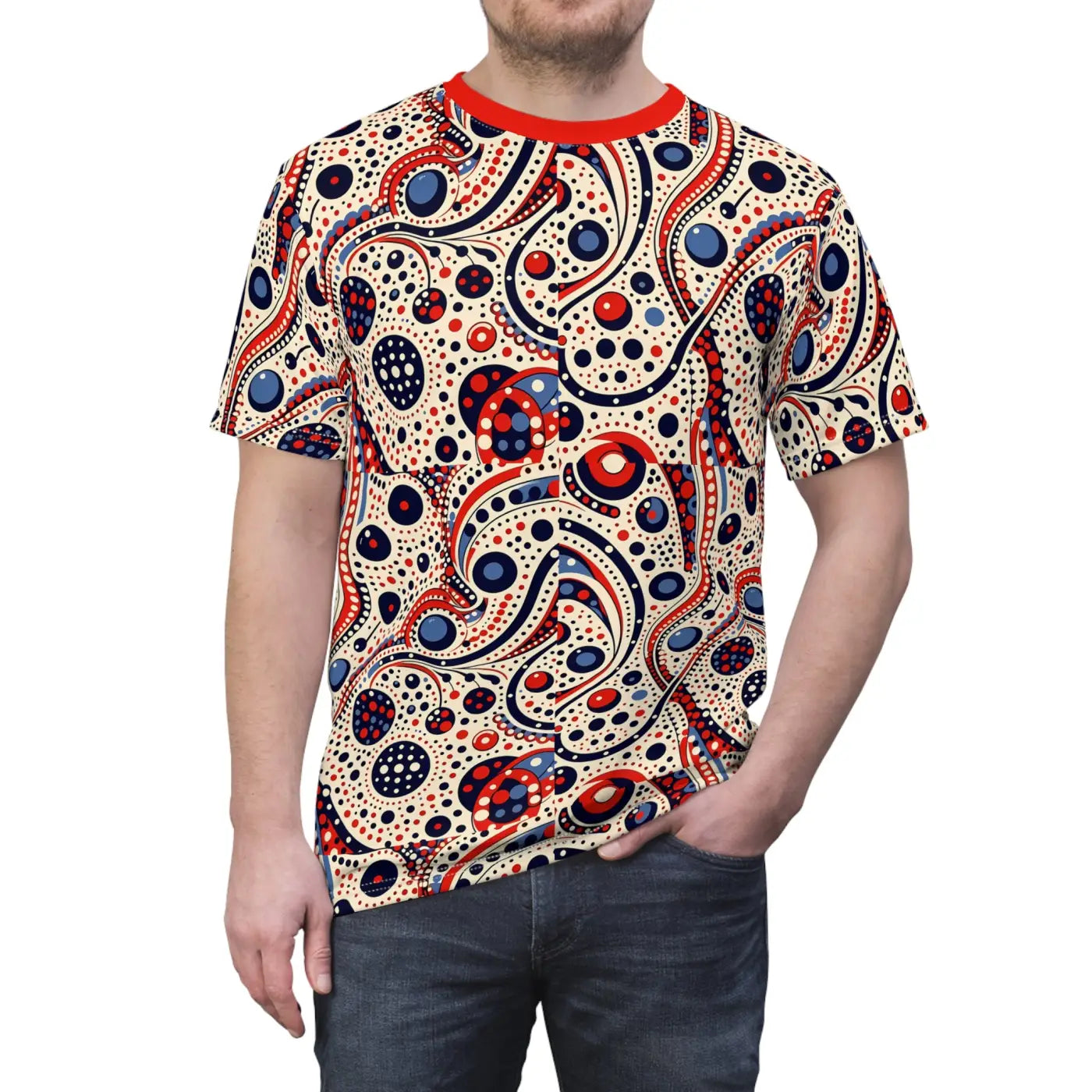 Abstract Pattern Unisex Tee - Colorful Polyester Fabric - DipaliZ