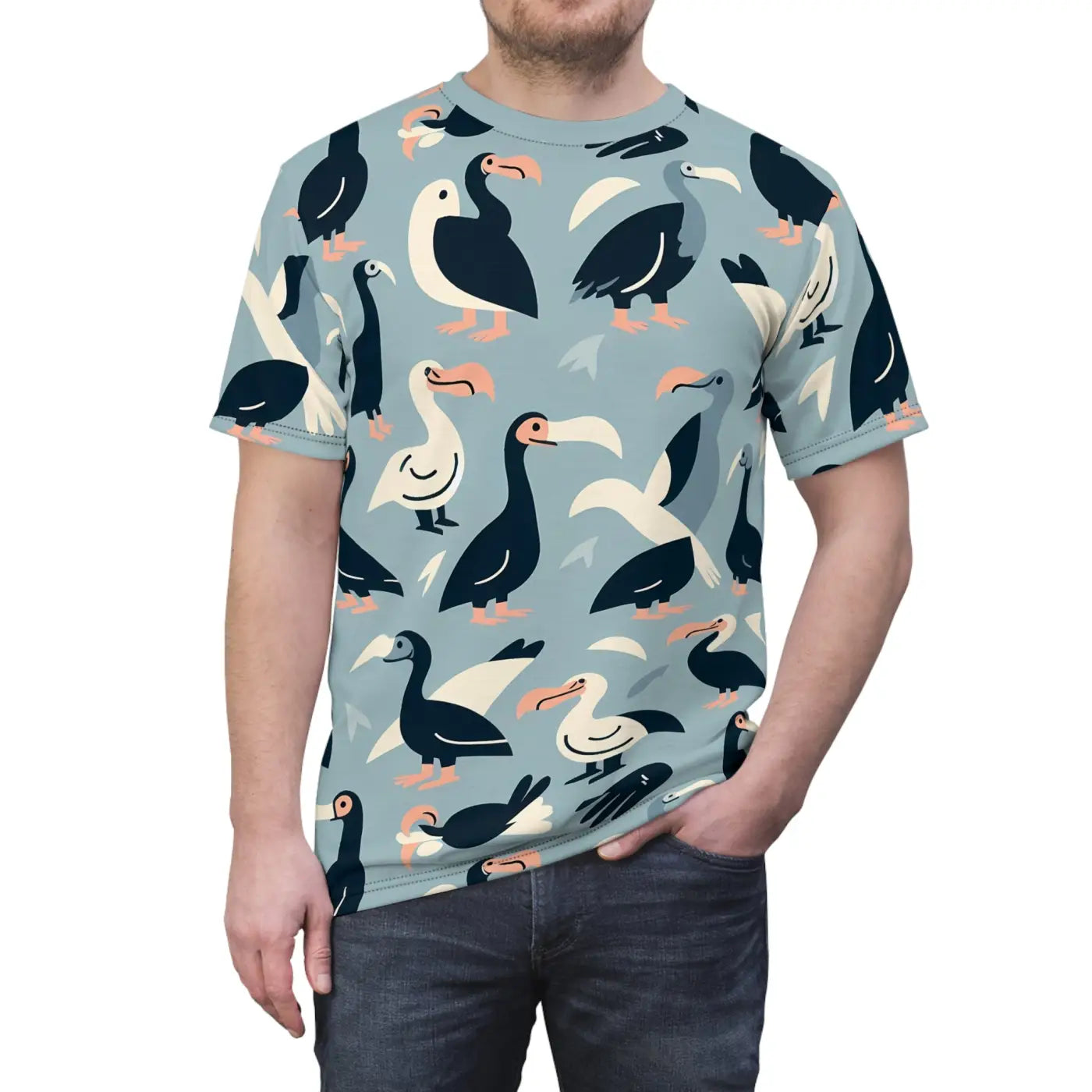 Colorful Bird Pattern Unique AOP Shirt - Fun Summer Tee - DipaliZ