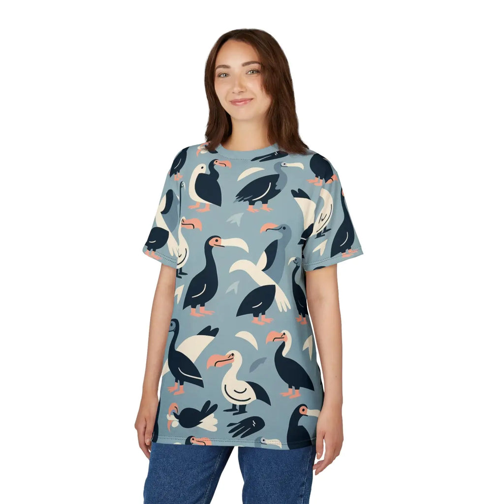 Colorful Bird Pattern Unique AOP Shirt - Fun Summer Tee - DipaliZ