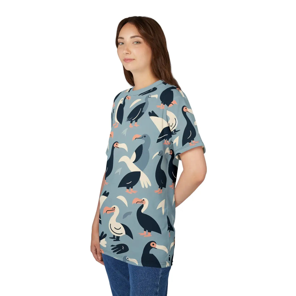 Colorful Bird Pattern Unique AOP Shirt - Fun Summer Tee - DipaliZ