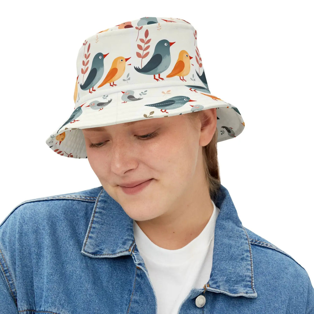 Colorful Bird Print Bucket Hat - Summer Adventure - DipaliZ