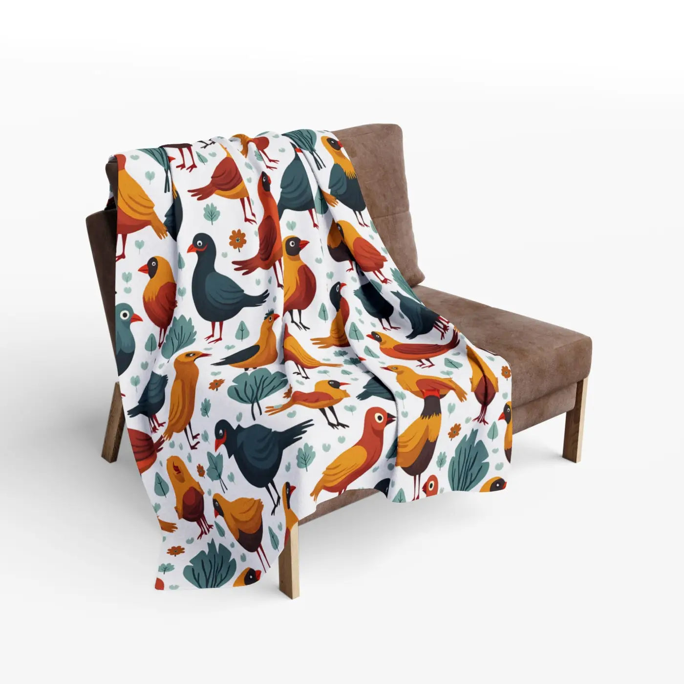Vibrant Arctic Fleece Blanket - Colorful Birds Pattern - DipaliZ