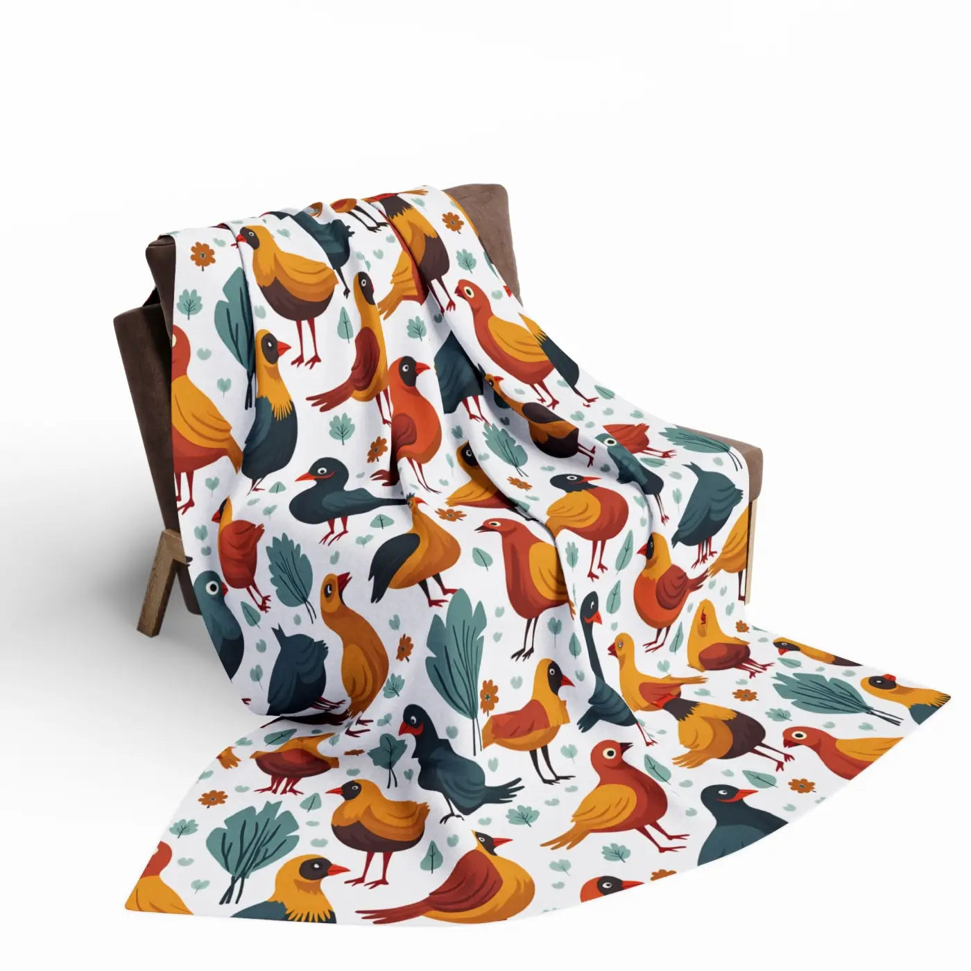 Vibrant Arctic Fleece Blanket - Colorful Birds Pattern - DipaliZ