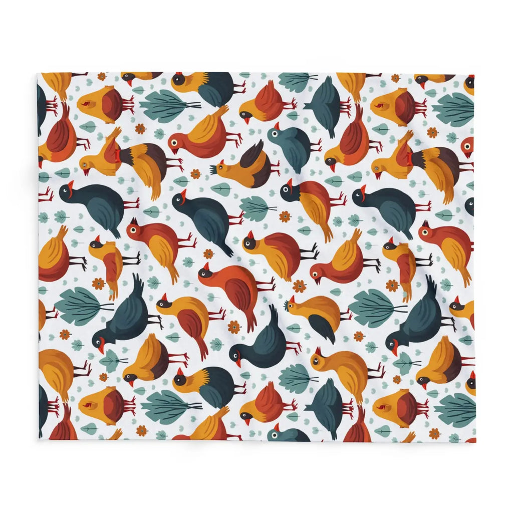 Vibrant Arctic Fleece Blanket - Colorful Birds Pattern - DipaliZ