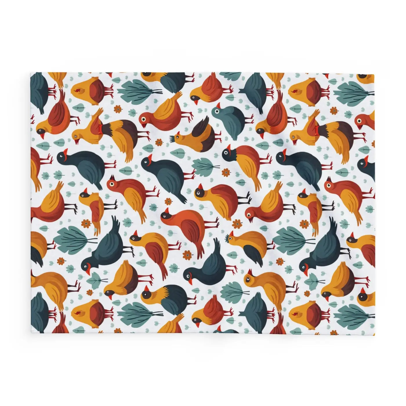 Vibrant Arctic Fleece Blanket - Colorful Birds Pattern - DipaliZ
