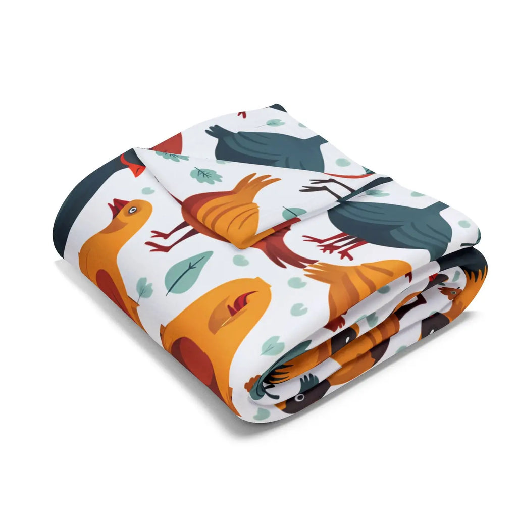 Vibrant Arctic Fleece Blanket - Colorful Birds Pattern - DipaliZ