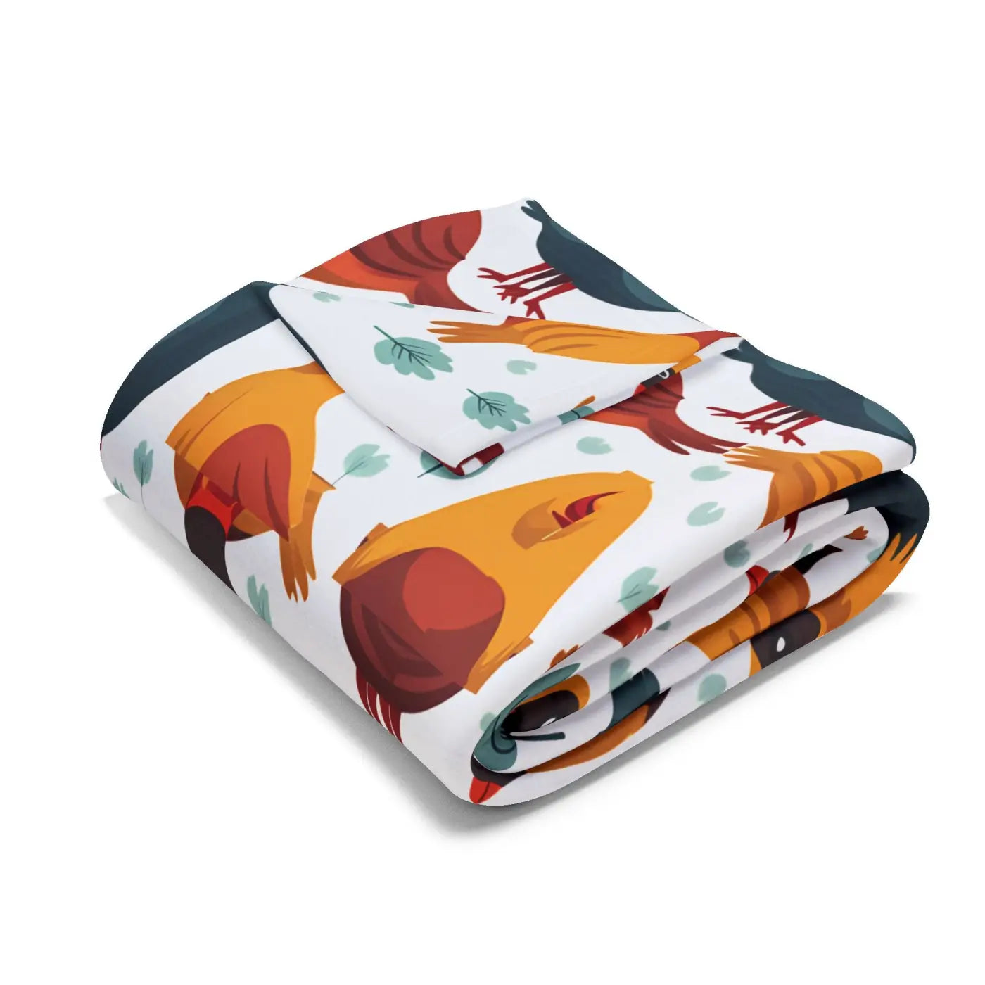 Vibrant Arctic Fleece Blanket - Colorful Birds Pattern - DipaliZ