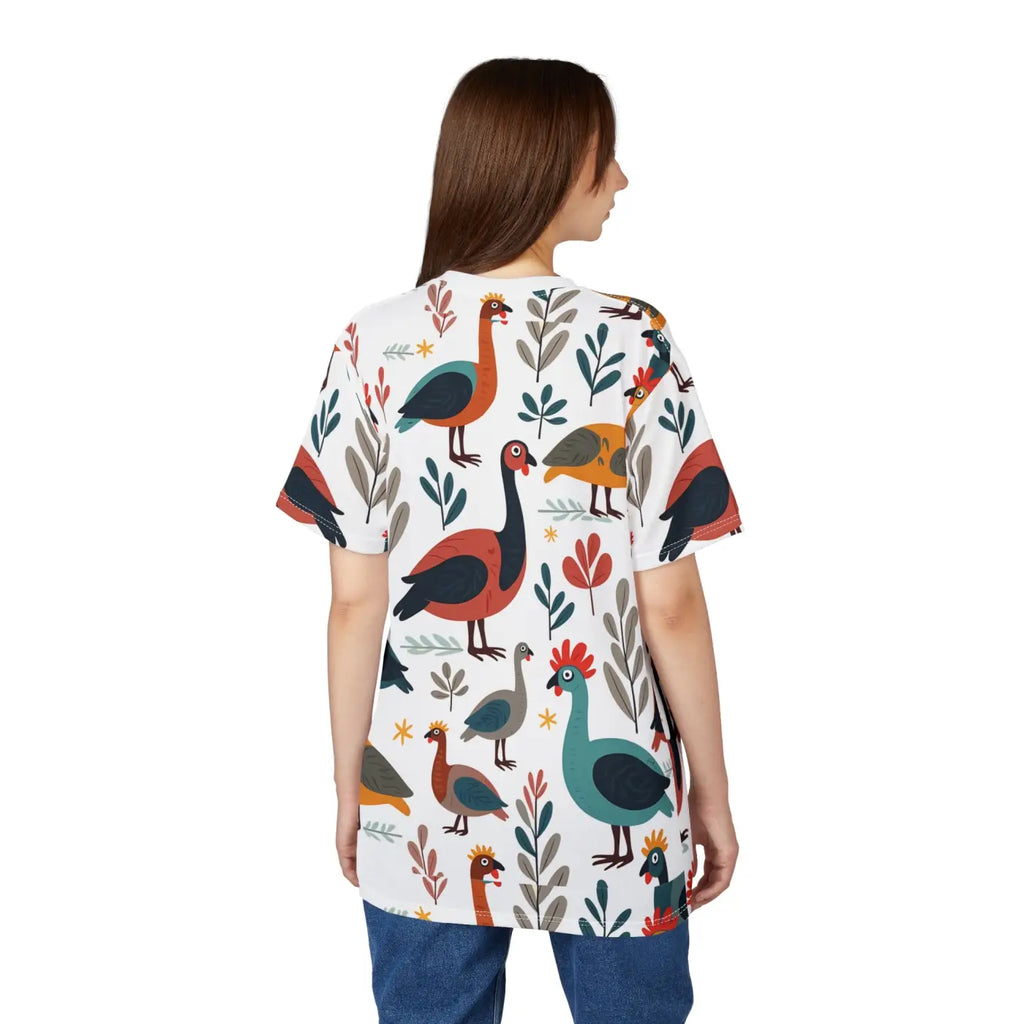 Colorful Birds Unisex Cut Sew Tee - Microfiber Knit - DipaliZ