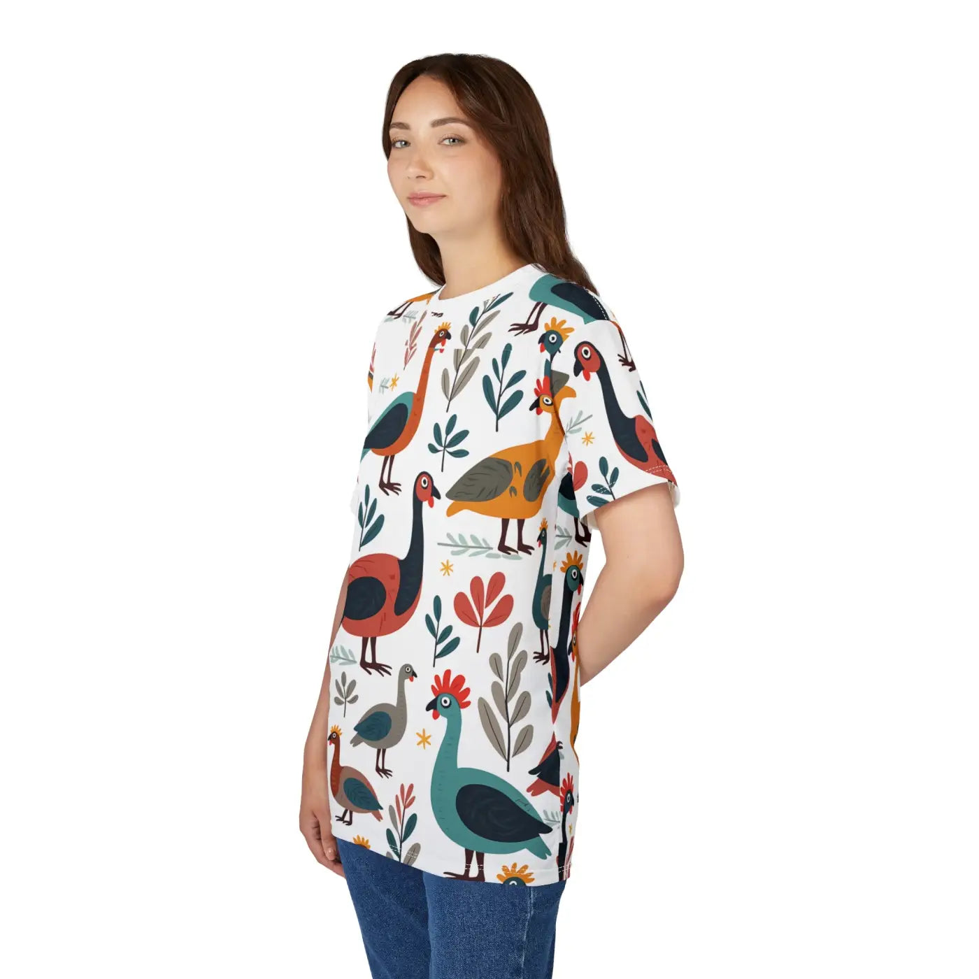 Colorful Birds Unisex Cut Sew Tee - Microfiber Knit - DipaliZ