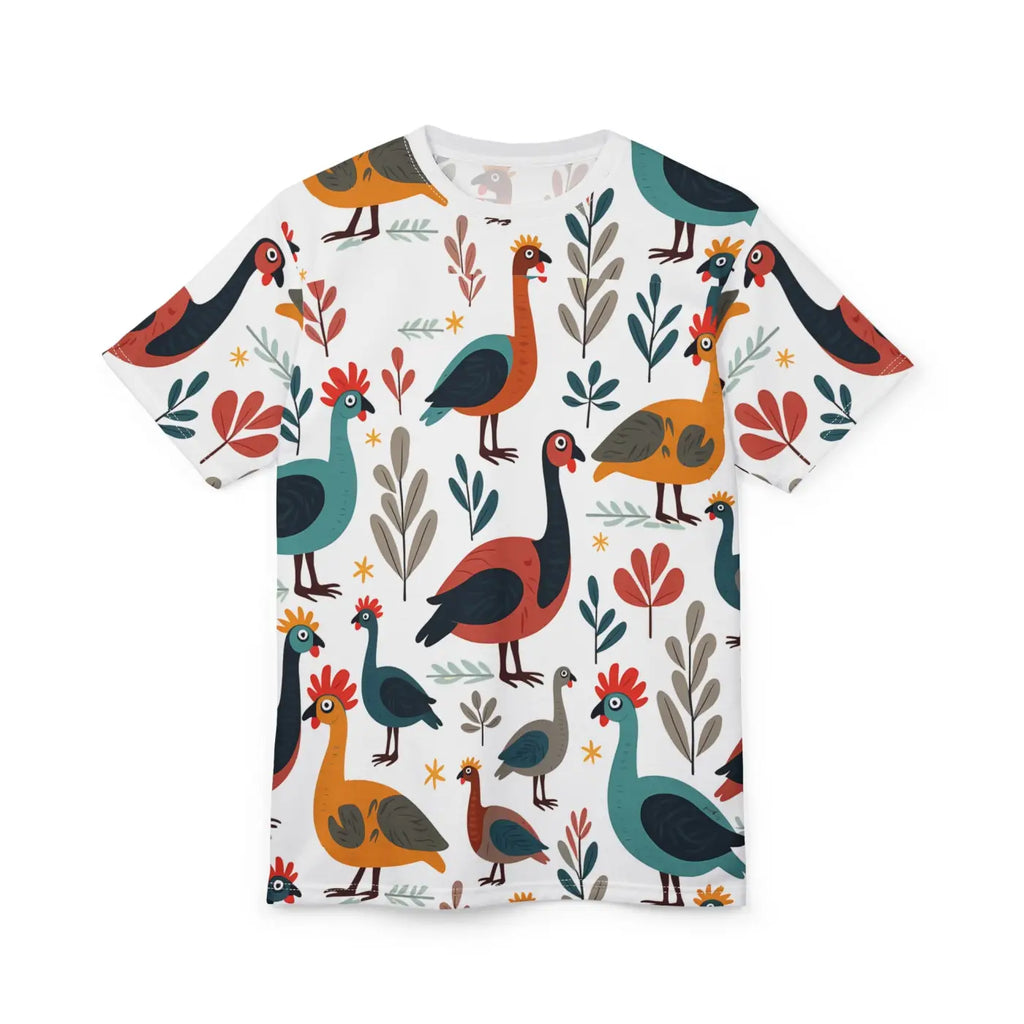 Colorful Birds Unisex Cut Sew Tee - Microfiber Knit - DipaliZ