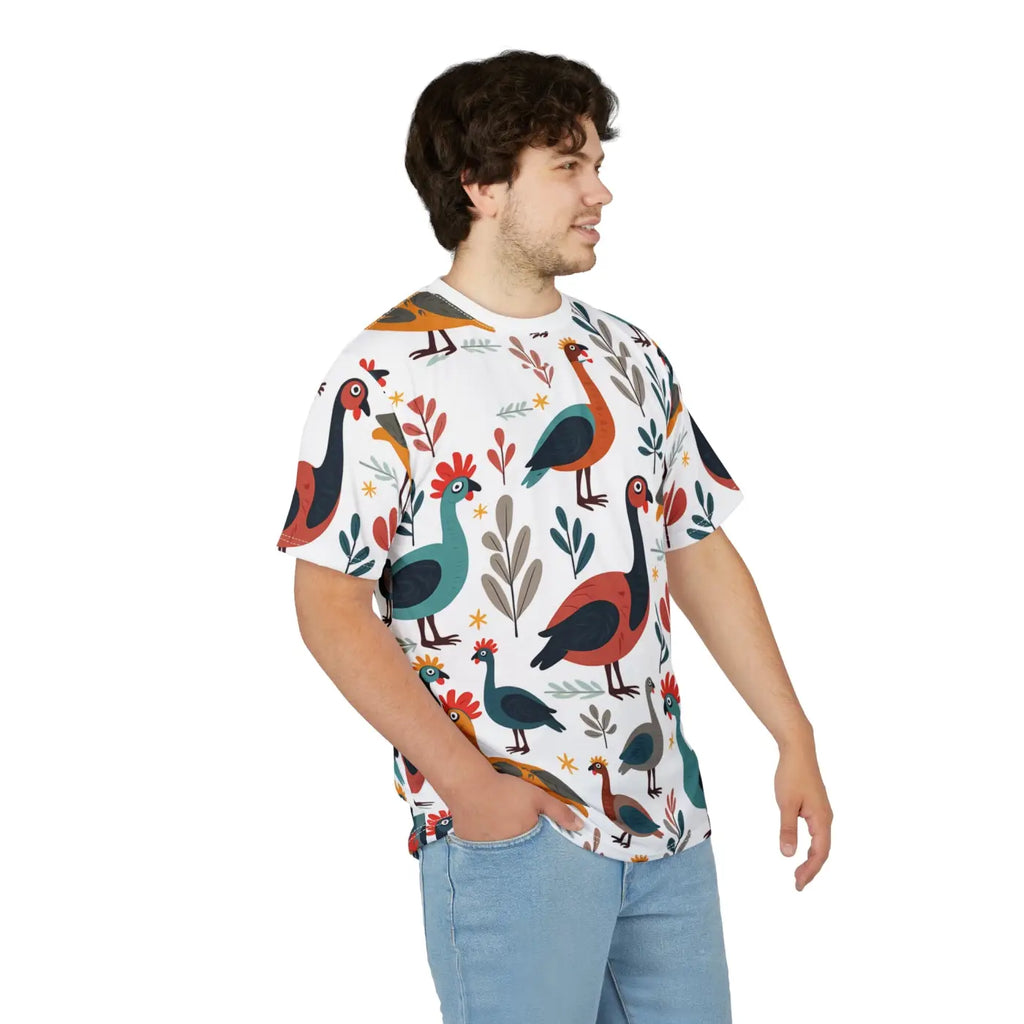 Colorful Birds Unisex Cut Sew Tee - Microfiber Knit - DipaliZ
