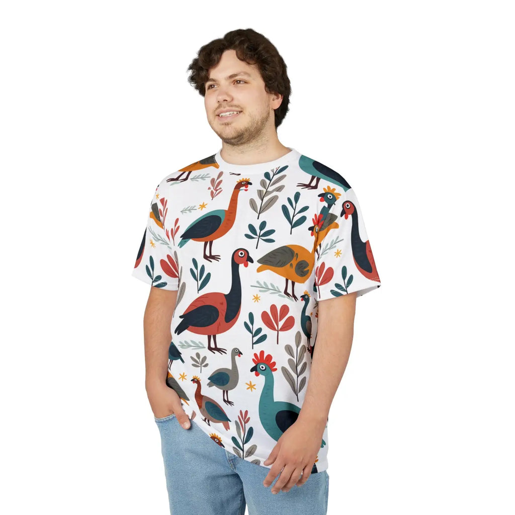 Colorful Birds Unisex Cut Sew Tee - Microfiber Knit - DipaliZ
