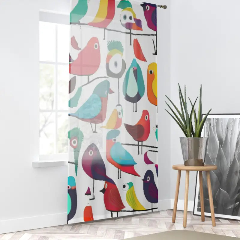 Colorful Birds Window Curtain - Vibrant Home Decor - DipaliZ