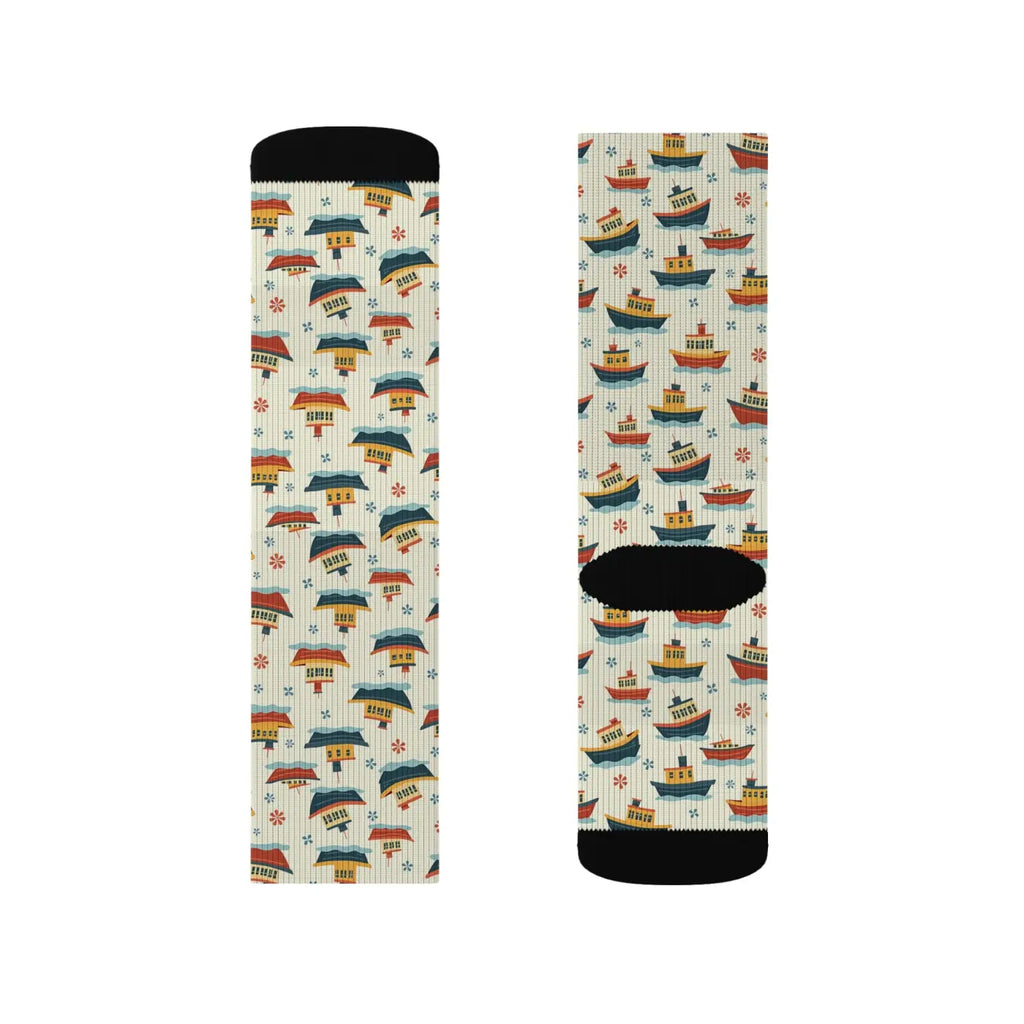 Boat Patterned Socks - Colorful Nautical Gift - DipaliZ