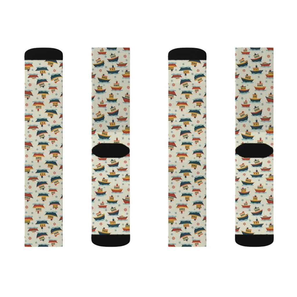 Boat Patterned Socks - Colorful Nautical Gift - DipaliZ
