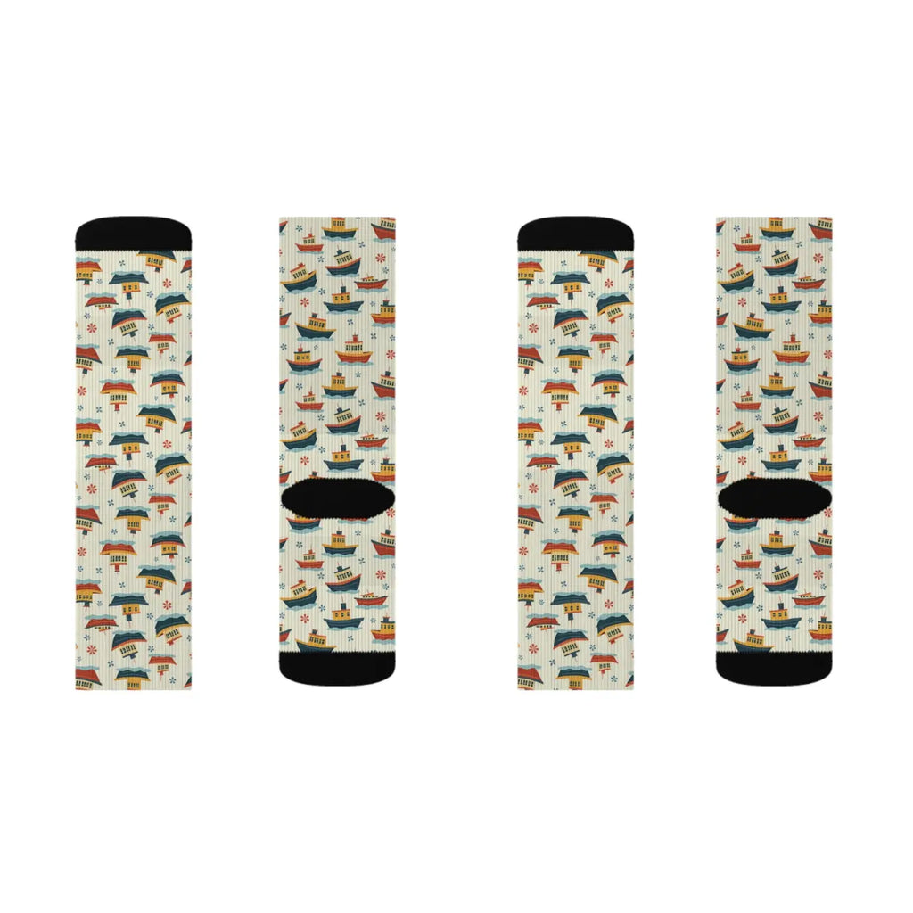 Boat Patterned Socks - Colorful Nautical Gift - DipaliZ