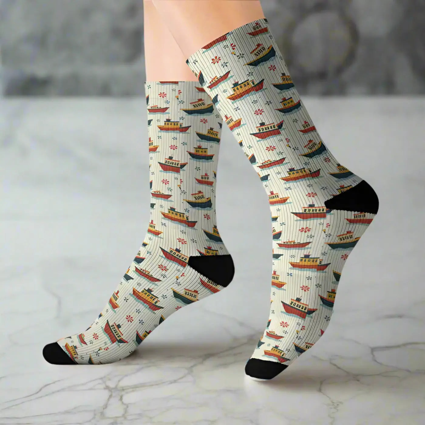 Boat Patterned Socks - Colorful Nautical Gift - DipaliZ