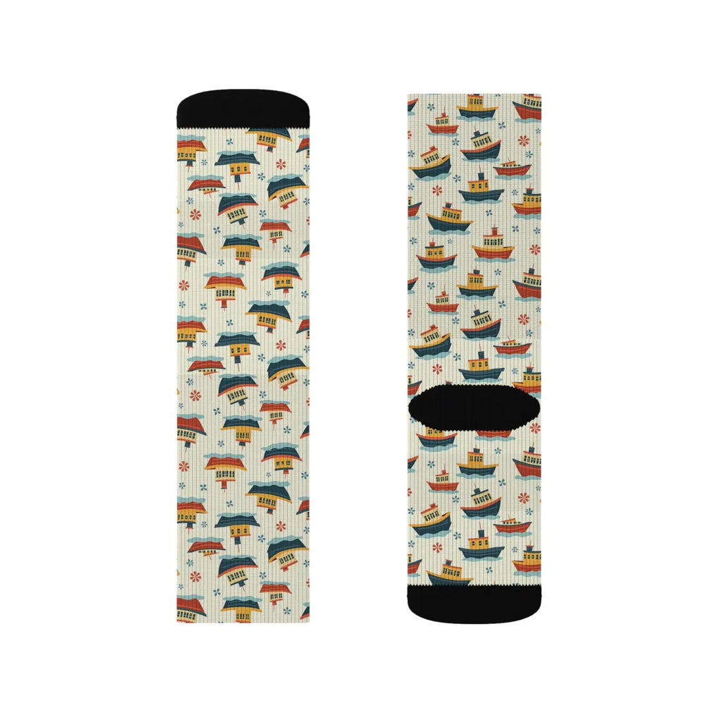Boat Patterned Socks - Colorful Nautical Gift - DipaliZ