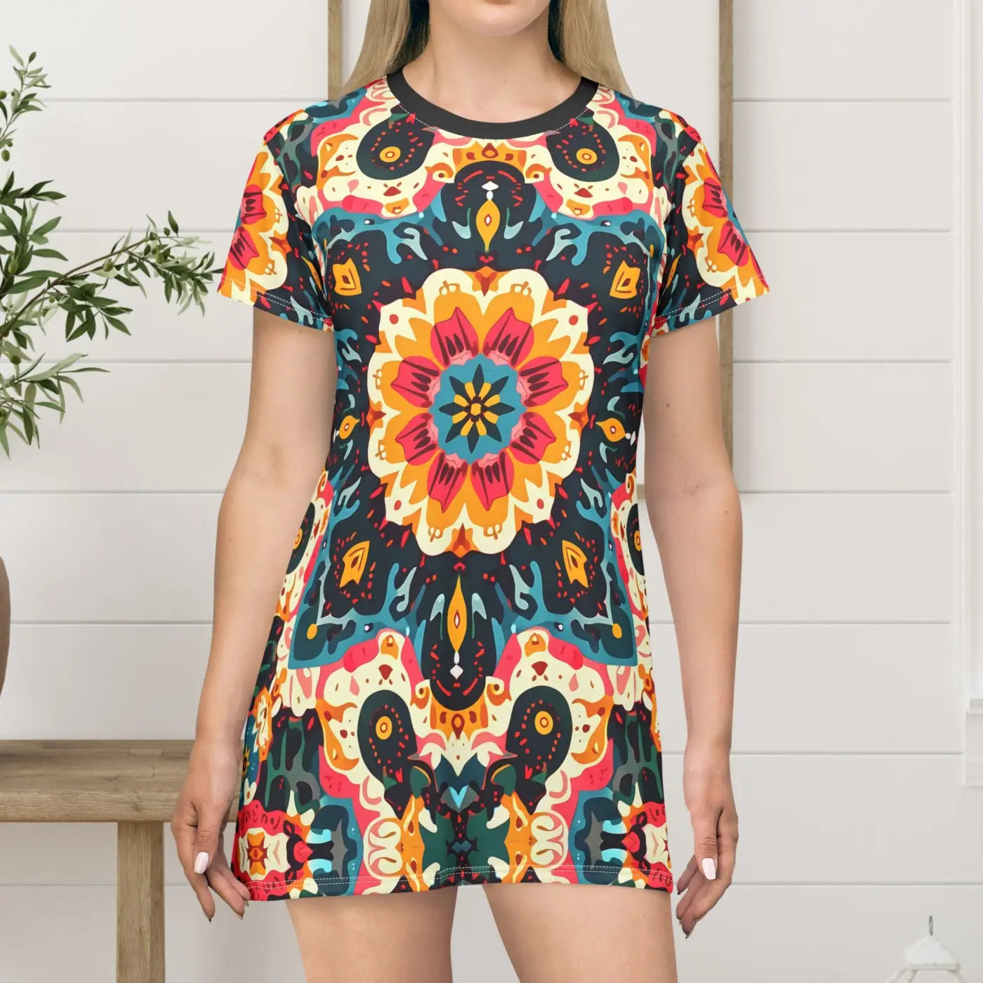 Vibrant Floral Print Summer Dress - Festival Boho Style - DipaliZ
