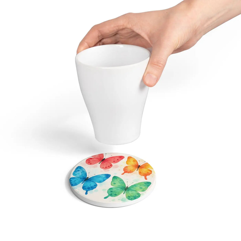 Colorful Butterfly Ceramic Coaster - Premium Nature Lovers Decor - DipaliZ