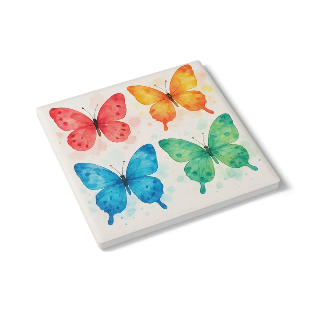 Colorful Butterfly Ceramic Coaster - Premium Nature Lovers Decor - DipaliZ