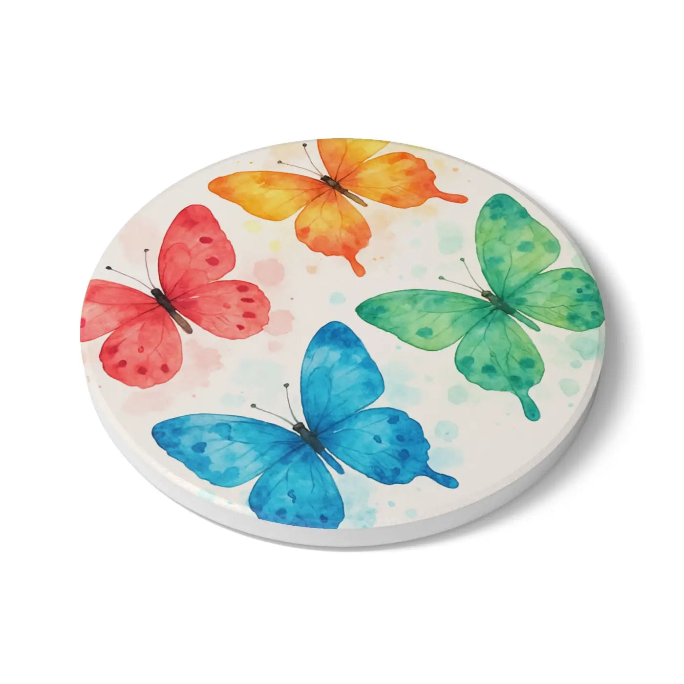 Colorful Butterfly Ceramic Coaster - Premium Nature Lovers Decor - DipaliZ