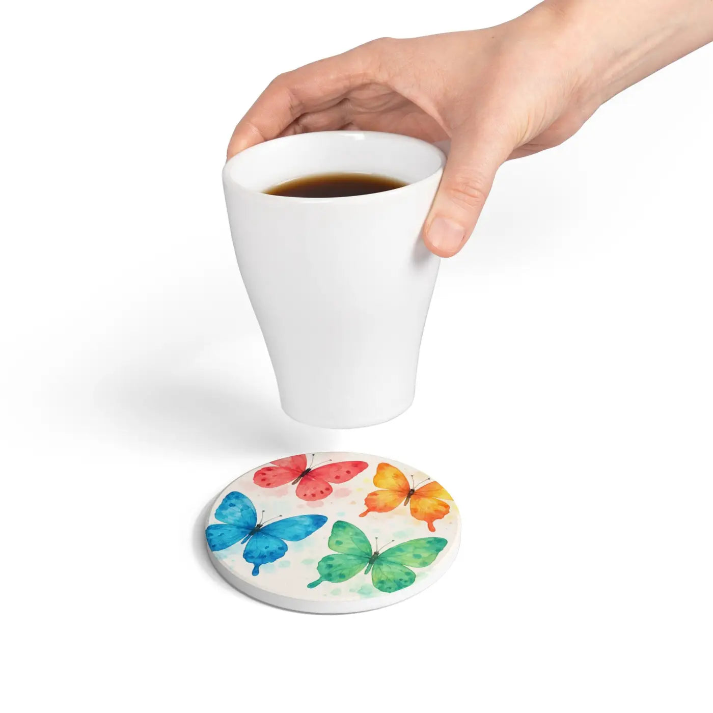 Colorful Butterfly Ceramic Coaster - Premium Nature Lovers Decor - DipaliZ
