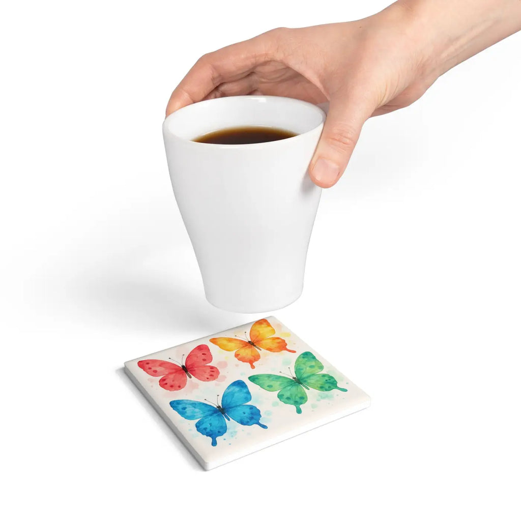 Colorful Butterfly Ceramic Coaster - Premium Nature Lovers Decor - DipaliZ