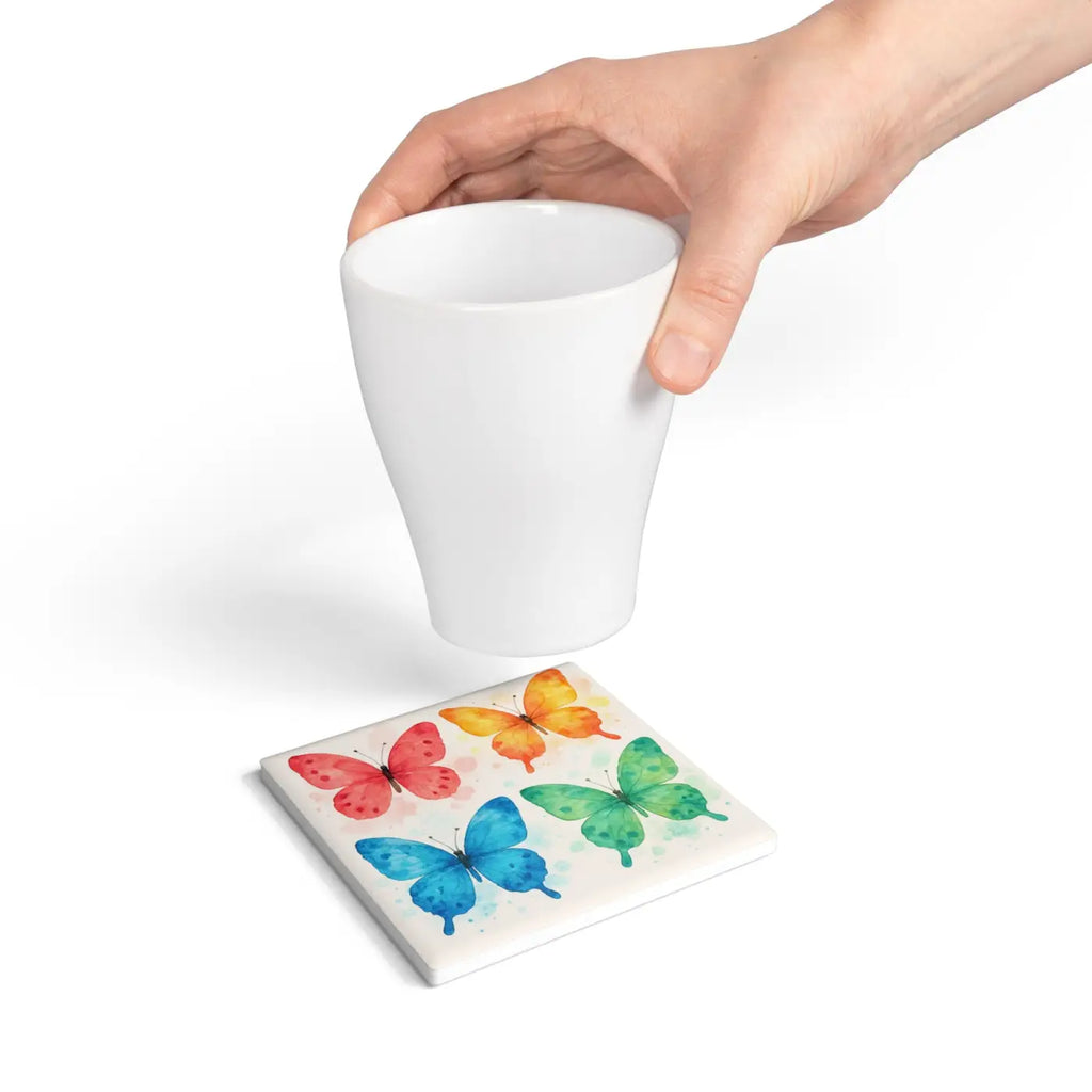 Colorful Butterfly Ceramic Coaster - Premium Nature Lovers Decor - DipaliZ