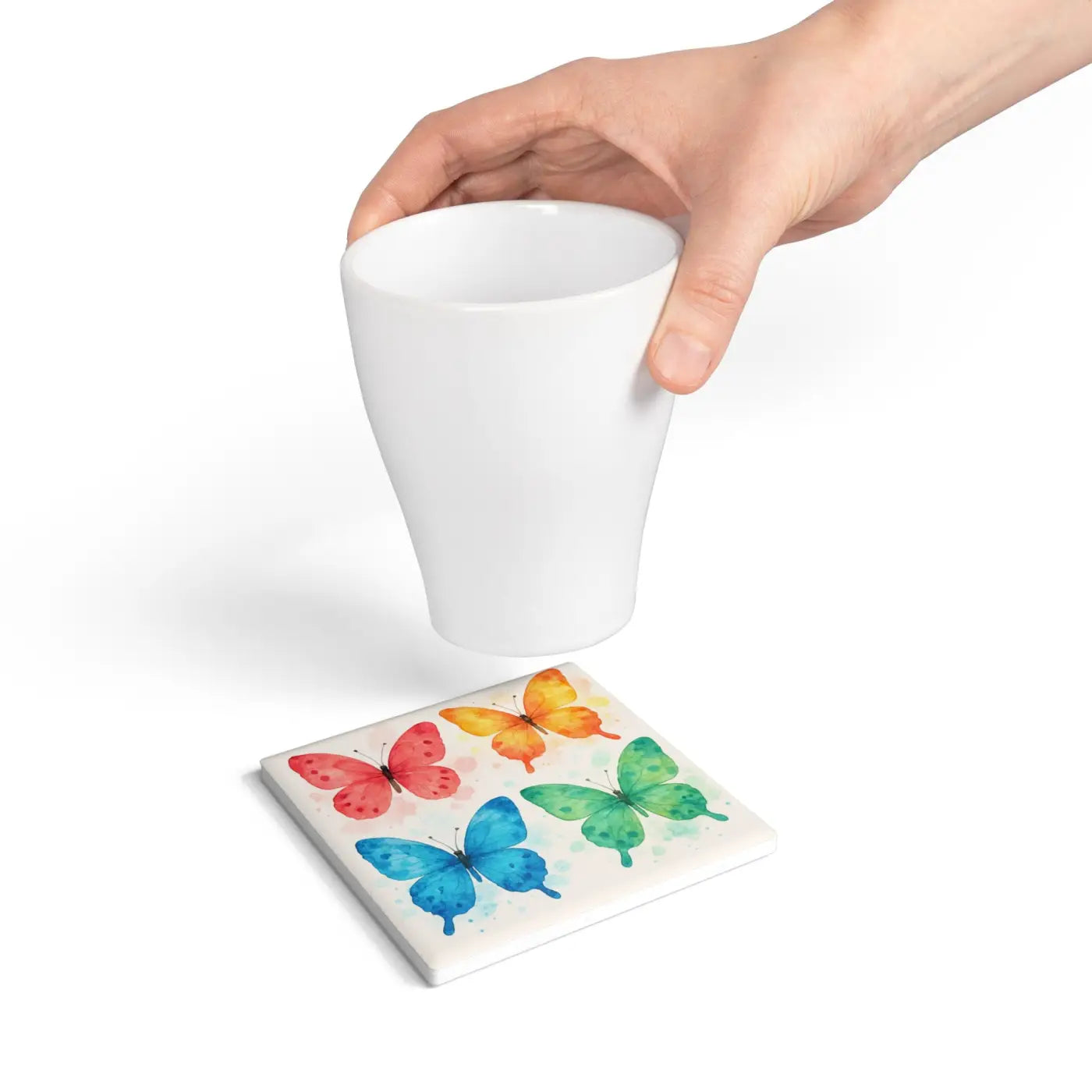 Colorful Butterfly Ceramic Coaster - Premium Nature Lovers Decor - DipaliZ